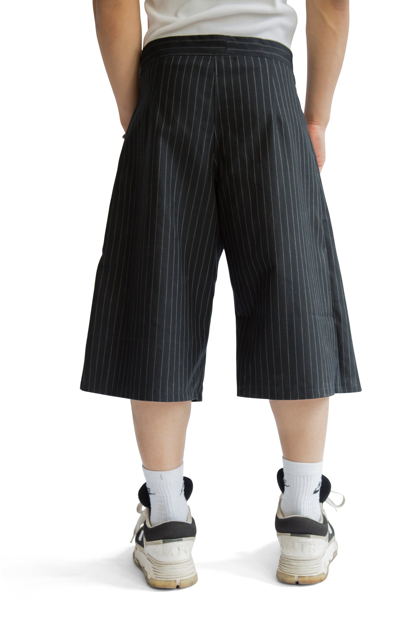 VT Rework: Black Pinstripe Pleated Shorts