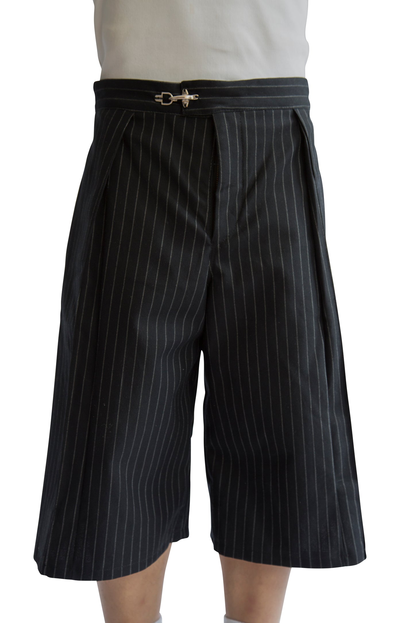 VT Rework: Black Pinstripe Pleated Shorts