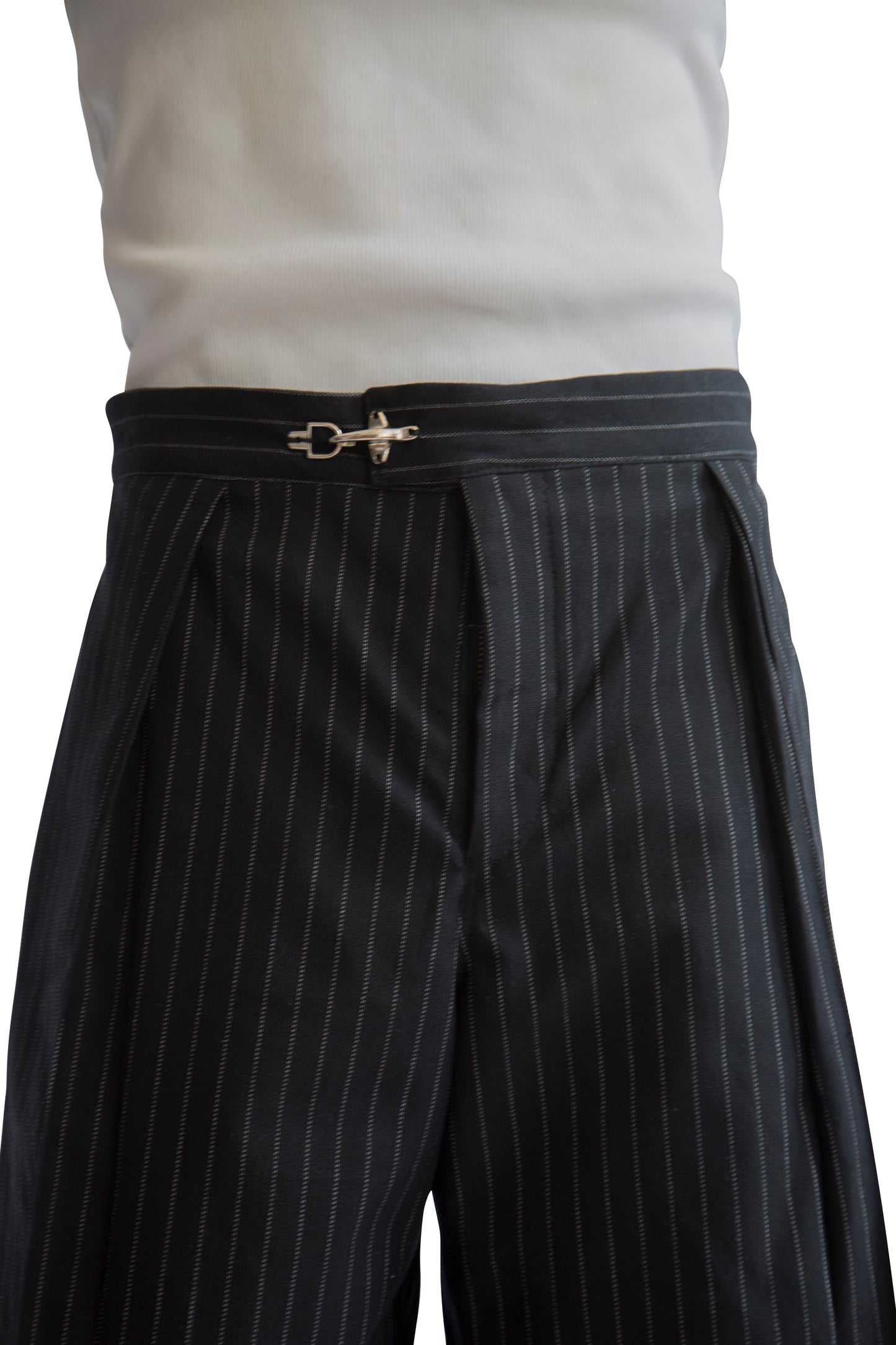 VT Rework: Black Pinstripe Pleated Shorts