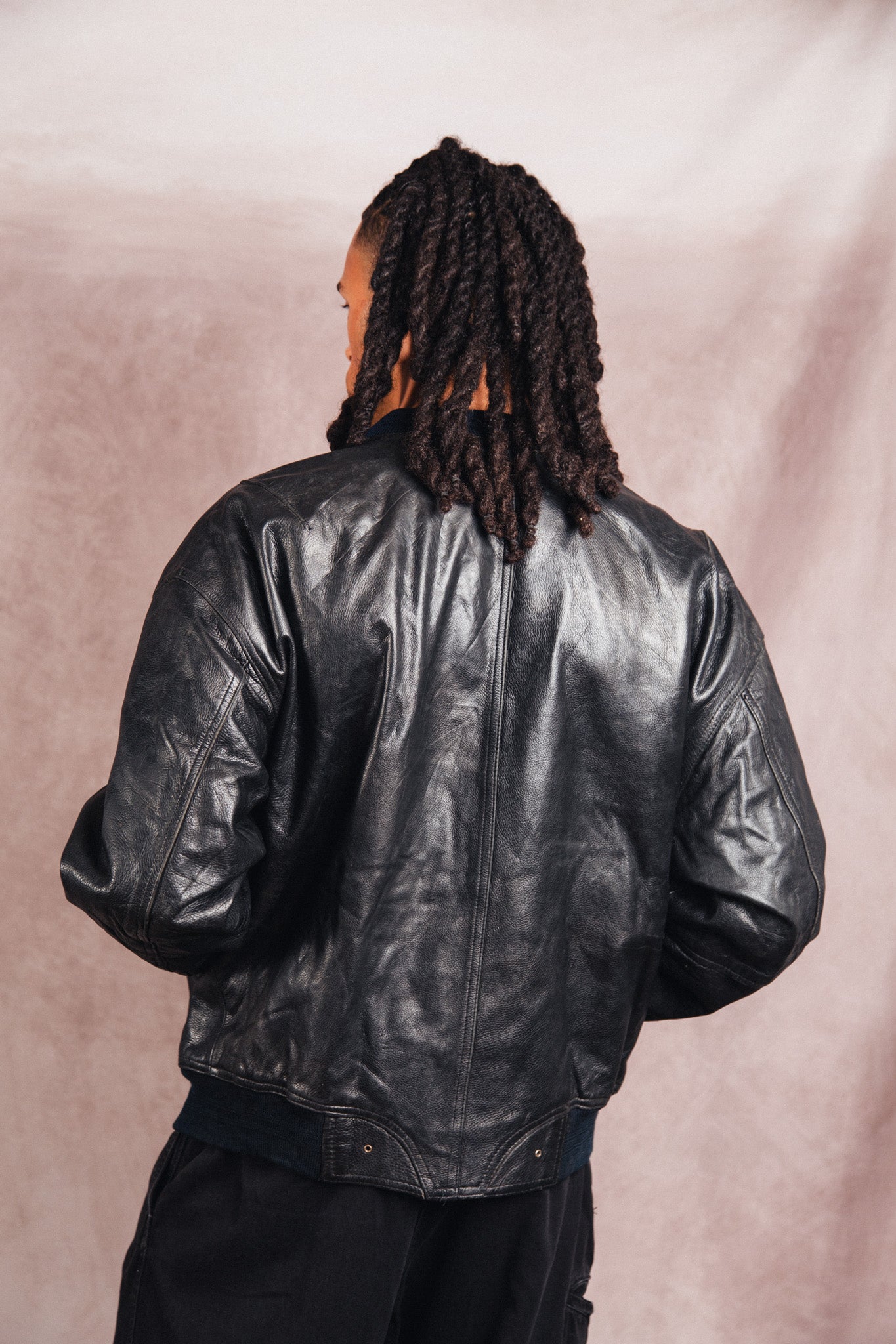 1980's Diesel Black Leather M-A1 Bomber Jacket
