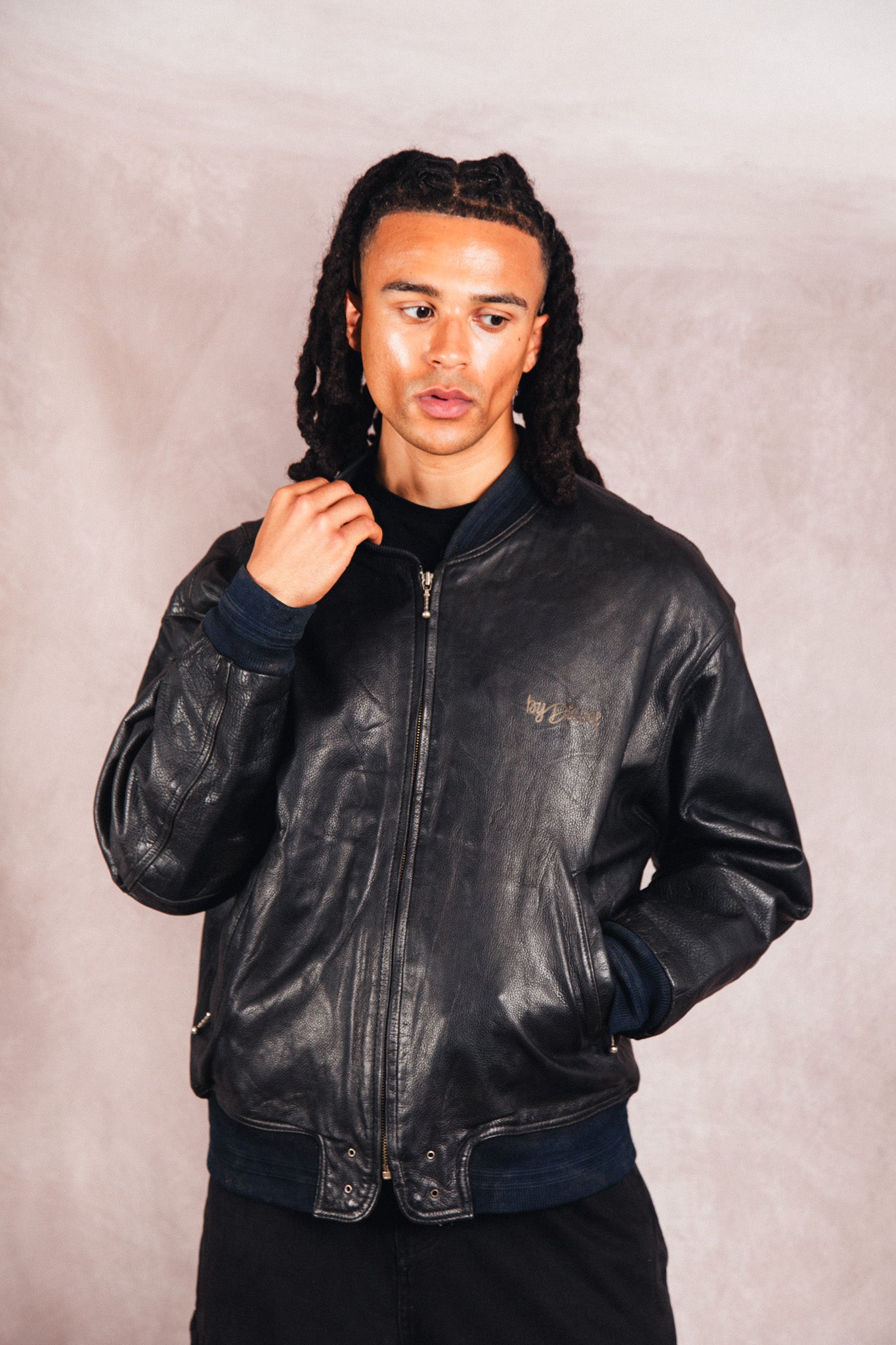 1980's Diesel Black Leather M-A1 Bomber Jacket