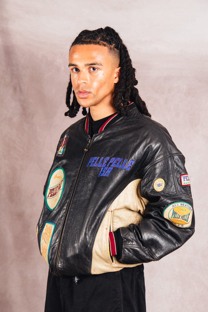 Pelle Pelle Patch Detail Structured Leather Varsity Jacket