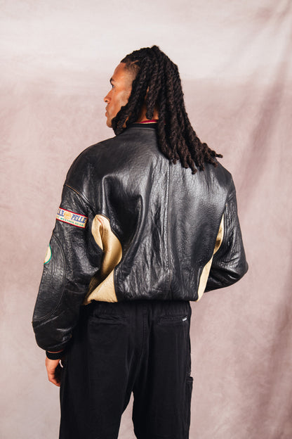Pelle Pelle Patch Detail Structured Leather Varsity Jacket