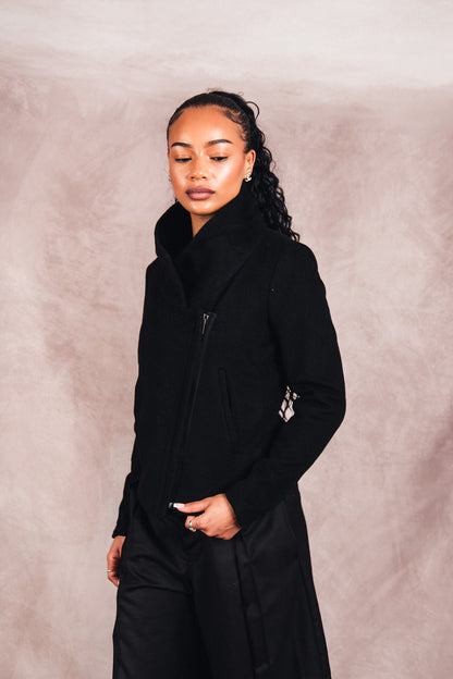 Helmut Lang Cropped Asymmetrical Wool Blouson