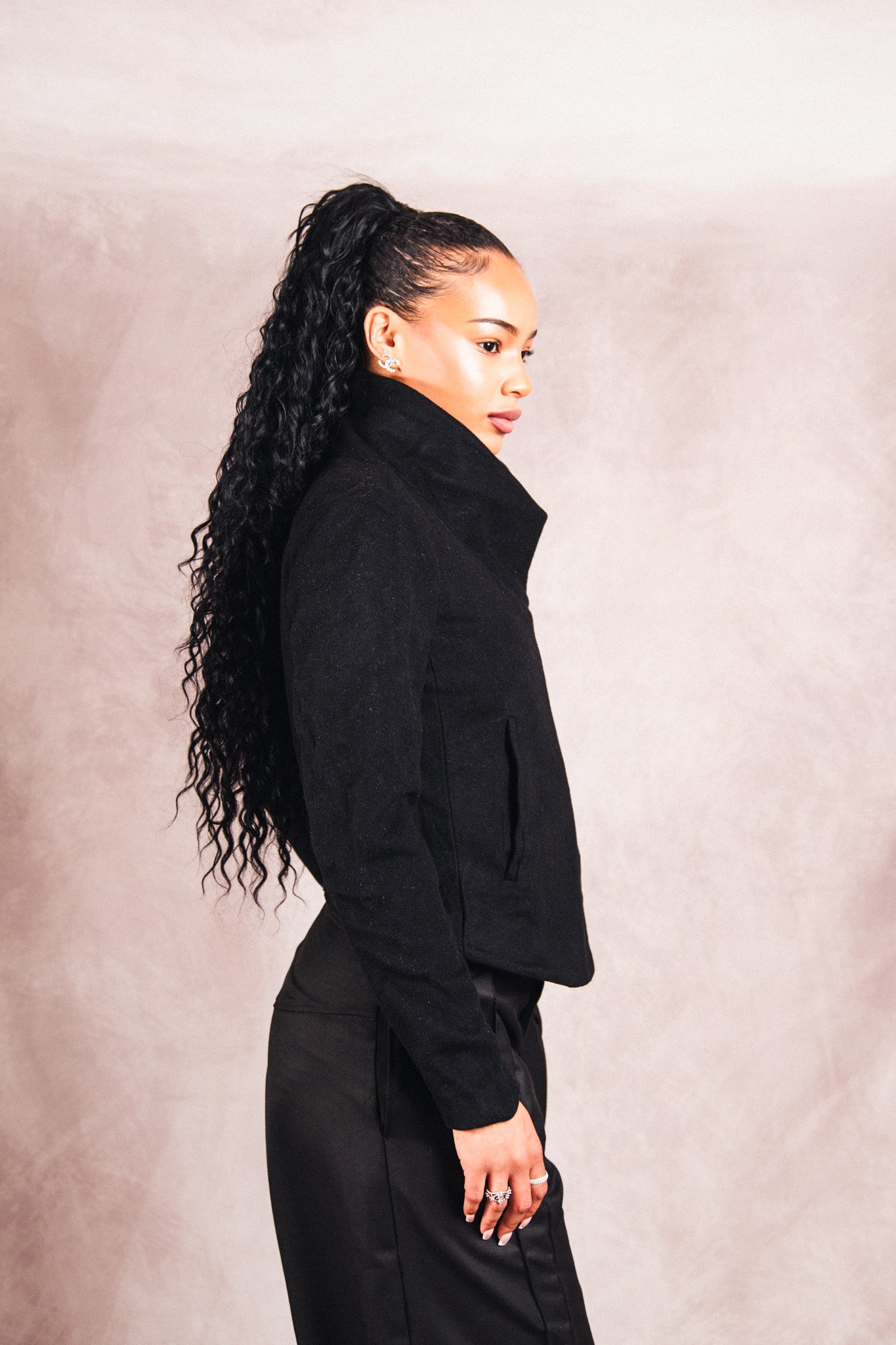 Helmut Lang Cropped Asymmetrical Wool Blouson