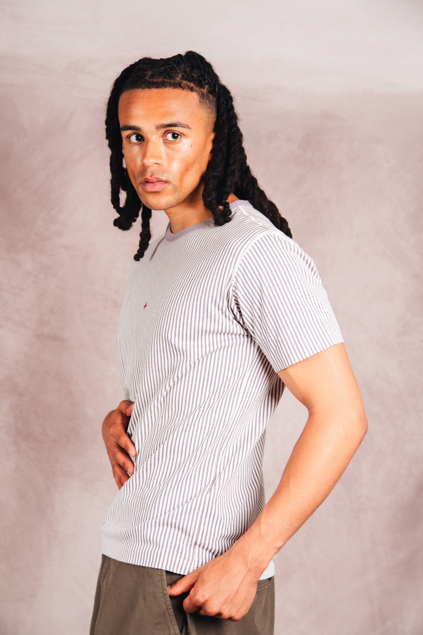 S/S 2018 Stone Island Marina Mauve Stripe T-shirt