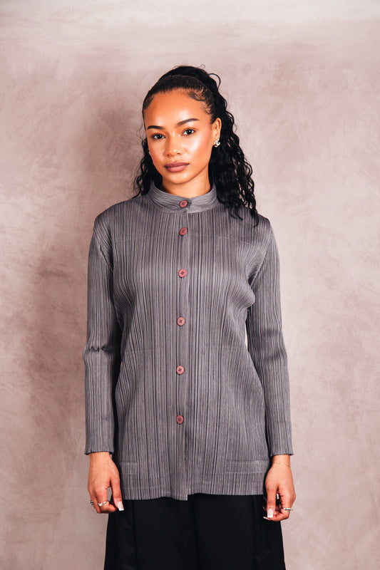 A/W 1995 Issey Miyake Pleats Please Mock Neck Cardigan