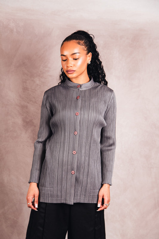 A/W 1995 Issey Miyake Pleats Please Mock Neck Cardigan
