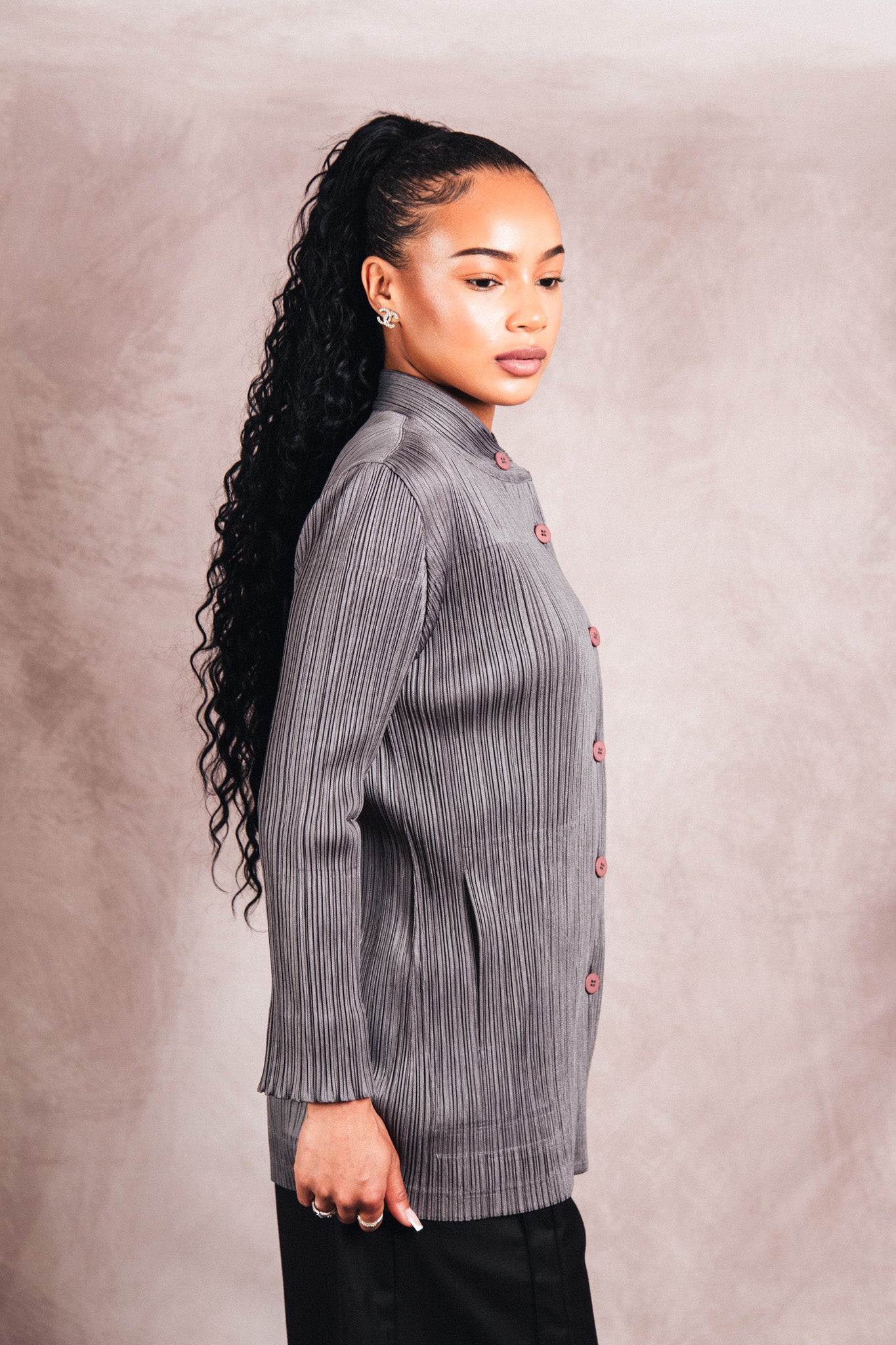 A/W 1995 Issey Miyake Pleats Please Mock Neck Cardigan