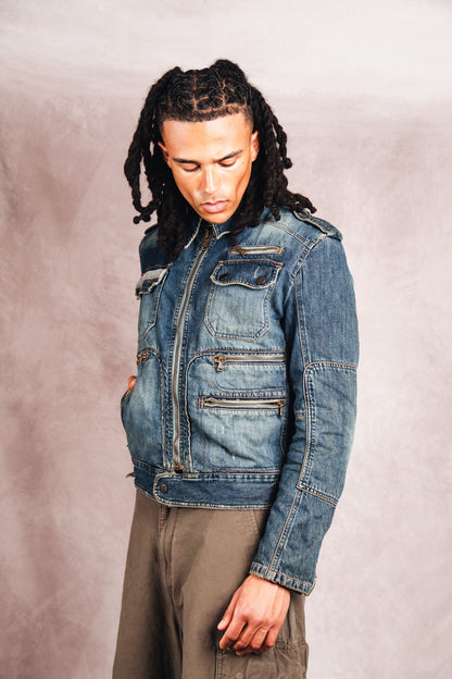 2006 Dolce & Gabbana Multi Pocket Denim Military Blouson