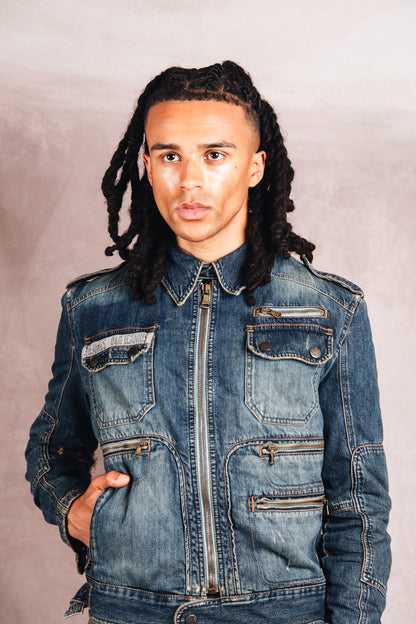 2006 Dolce & Gabbana Multi Pocket Denim Military Blouson