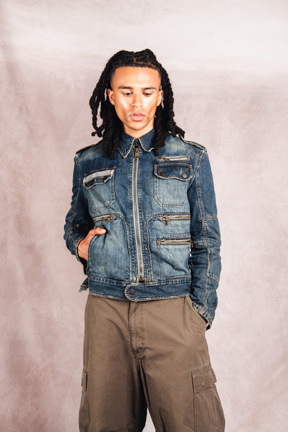 2006 Dolce & Gabbana Multi Pocket Denim Military Blouson