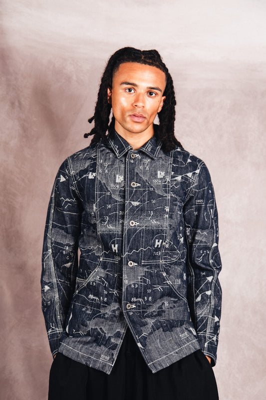 S/S 2008 Issey Miyake APOC Cartography Woven Denim Work Jacket