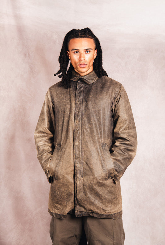 A/W 2004 C.P. Company Distressed Waxed Fleece Lined Coat