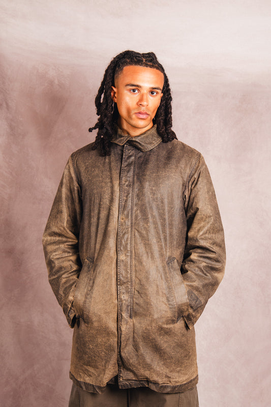 A/W 2004 C.P. Company Distressed Waxed Fleece Lined Coat