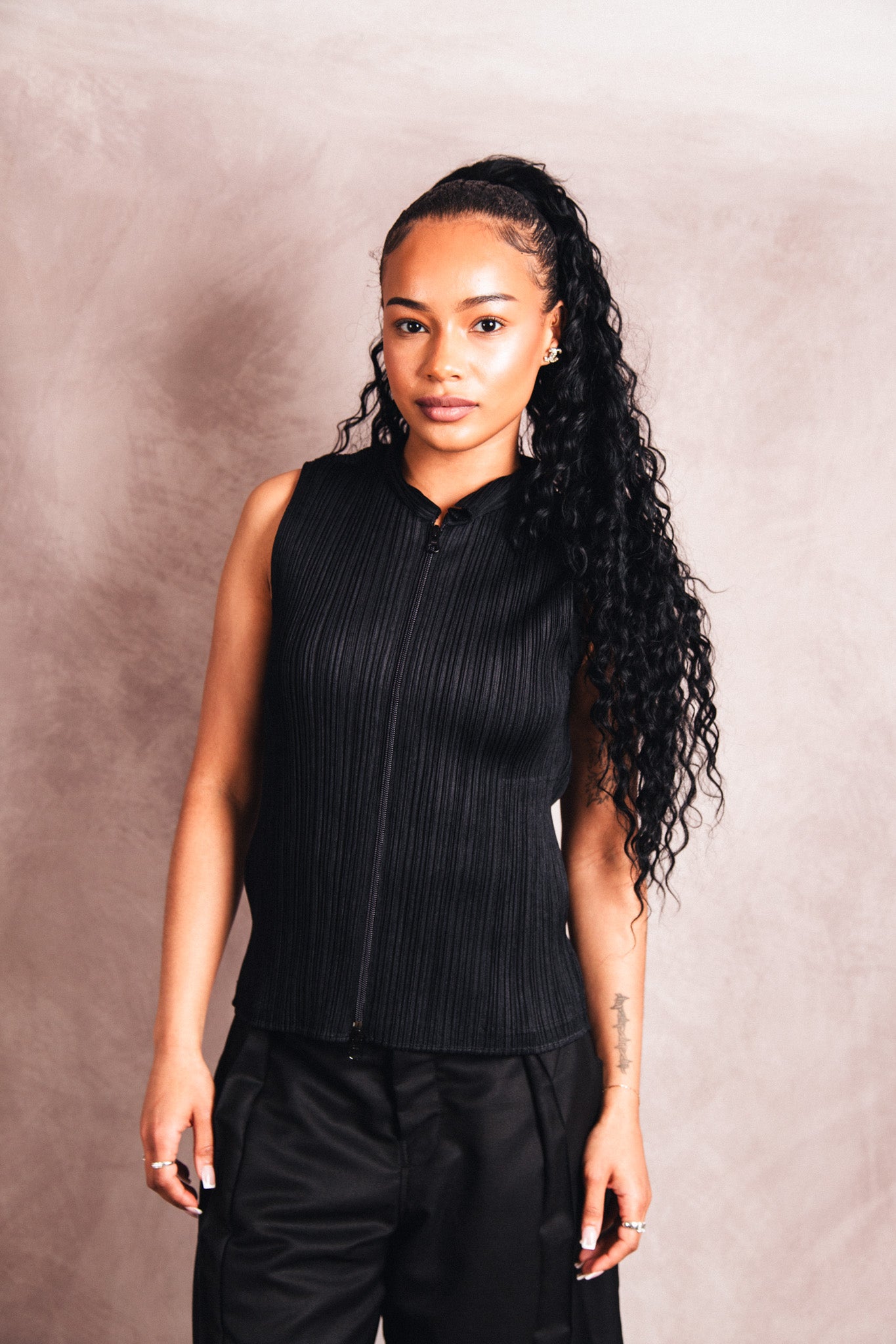 Issey Miyake Pleats Please Dualzip Collared Tanktop