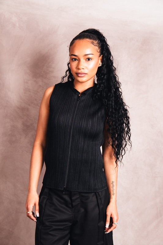 Issey Miyake Pleats Please Dualzip Collared Tanktop