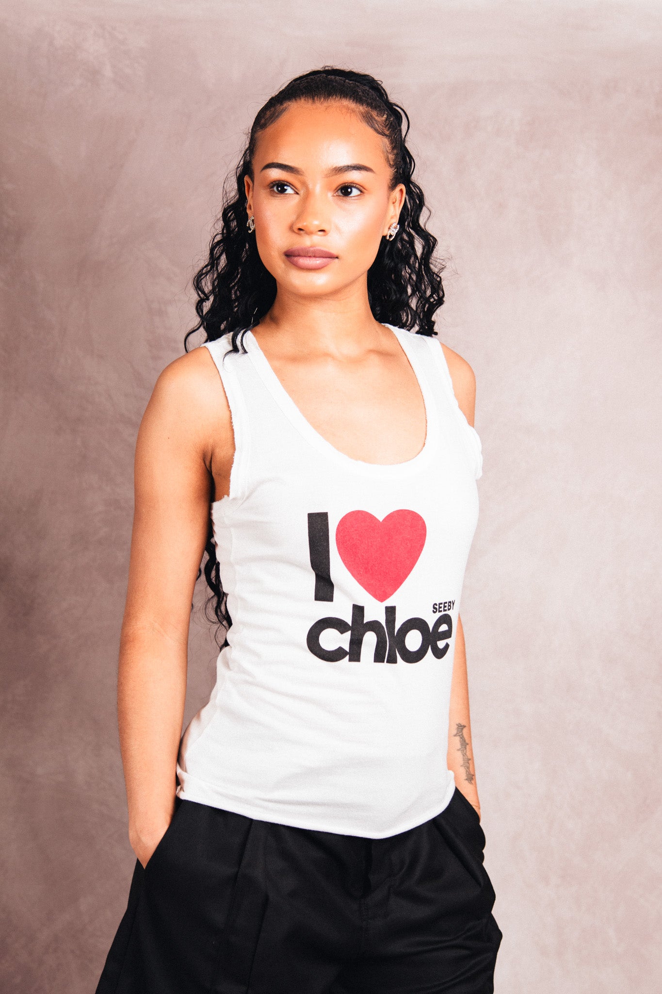 See By Chloe Raw Edge Graphic Tank Vest