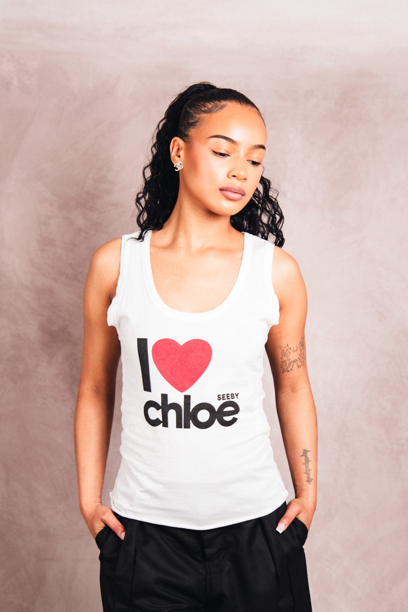 See By Chloe Raw Edge Graphic Tank Vest