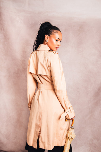 Christian Dior Beige Commander Throat Latch Belted Trench Coat