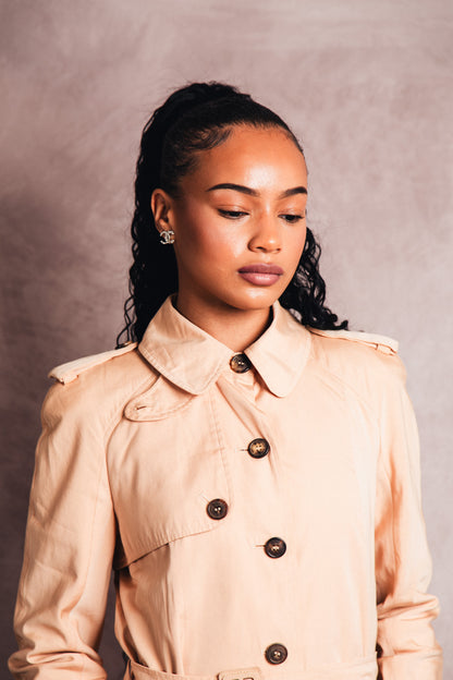 Christian Dior Beige Commander Throat Latch Belted Trench Coat