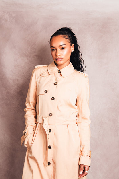 Christian Dior Beige Commander Throat Latch Belted Trench Coat