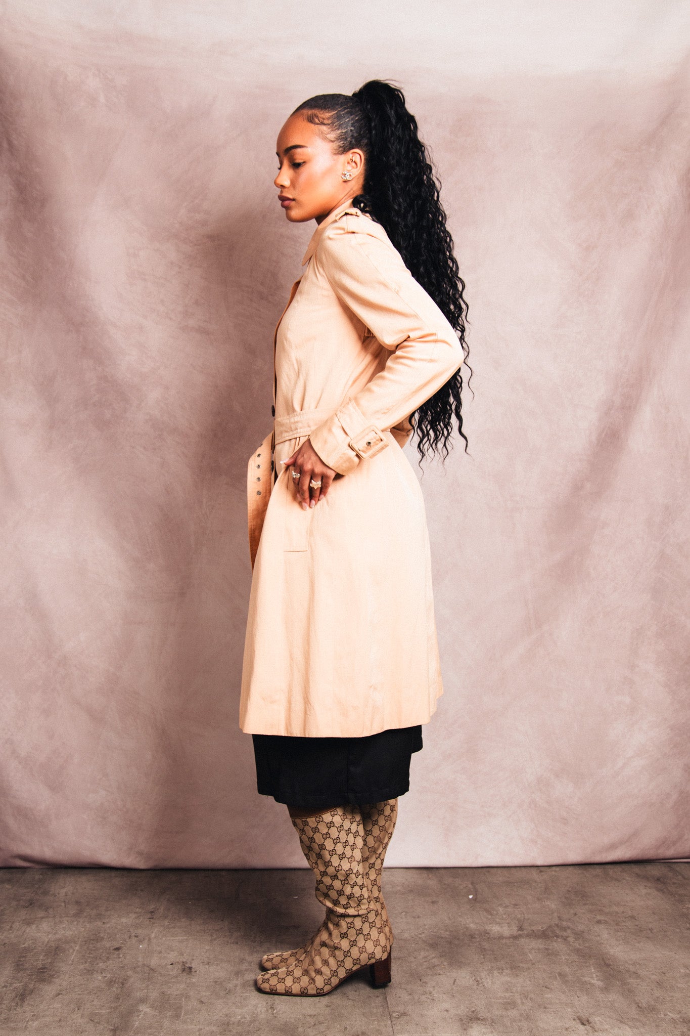 Christian Dior Beige Commander Throat Latch Belted Trench Coat
