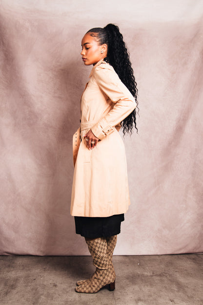 Christian Dior Beige Commander Throat Latch Belted Trench Coat