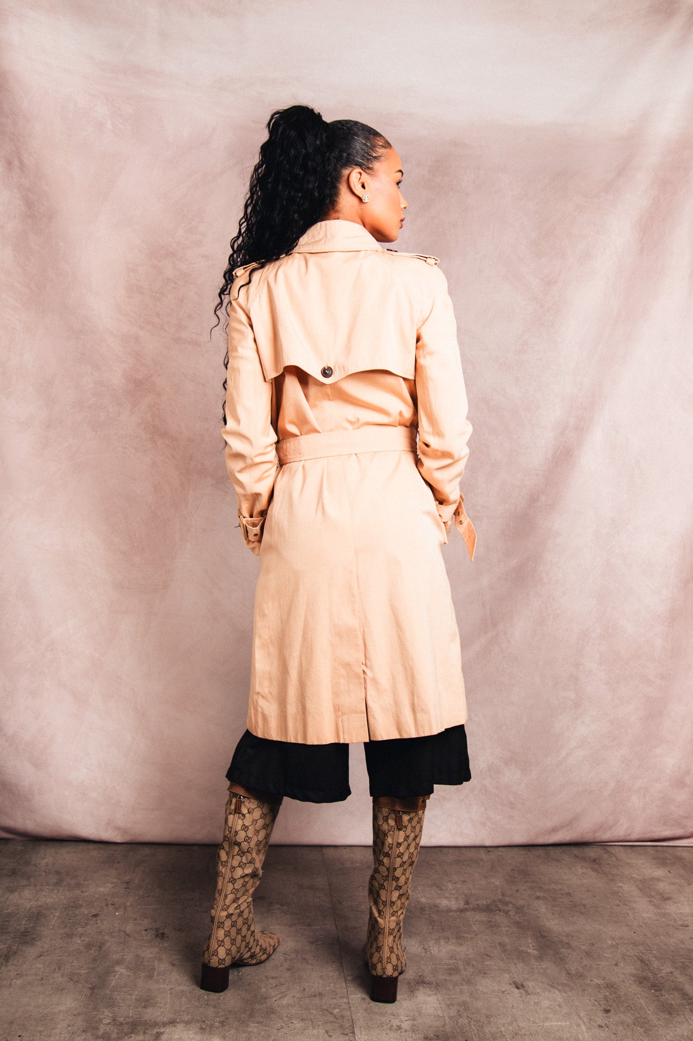 Christian Dior Beige Commander Throat Latch Belted Trench Coat