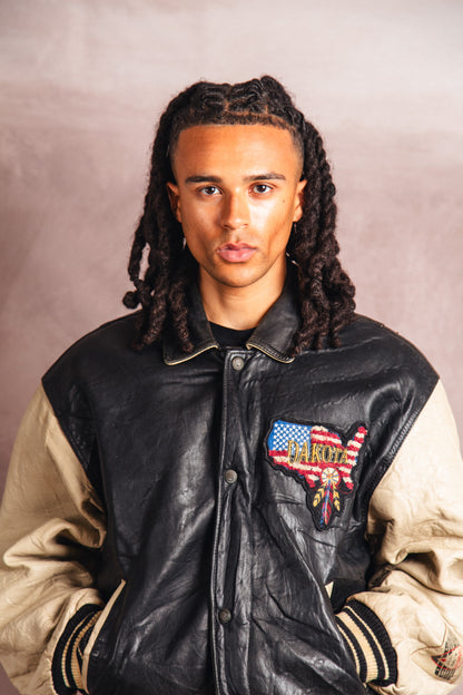 1980's Dakota American Spirit Patched Varsity Jacket