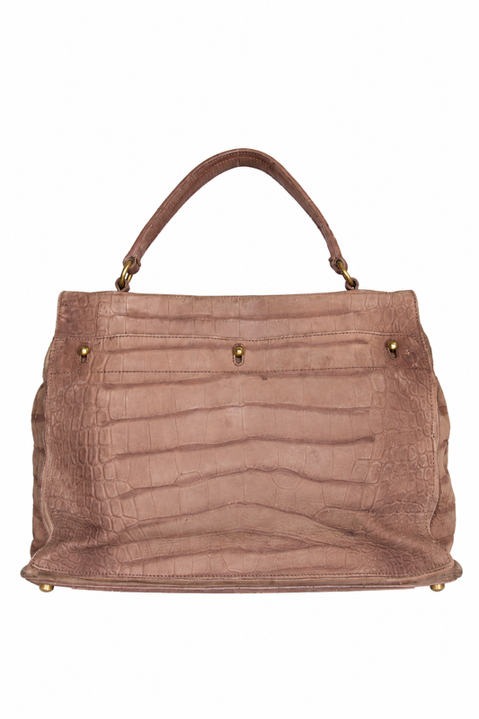 Yves Saint Laurent Muse Two Croc Effect Deerskin Satchel