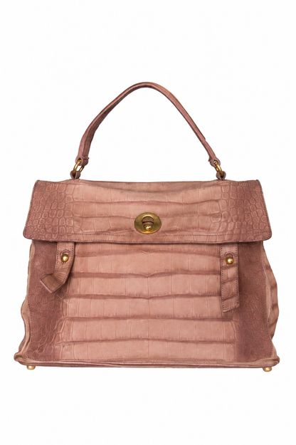 Yves Saint Laurent Muse Two Croc Effect Deerskin Satchel