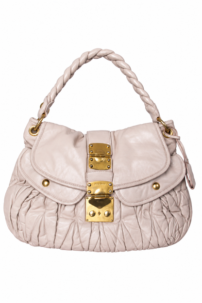 Miu Miu Matelasse Coffer Flap Pink Hobo Bag