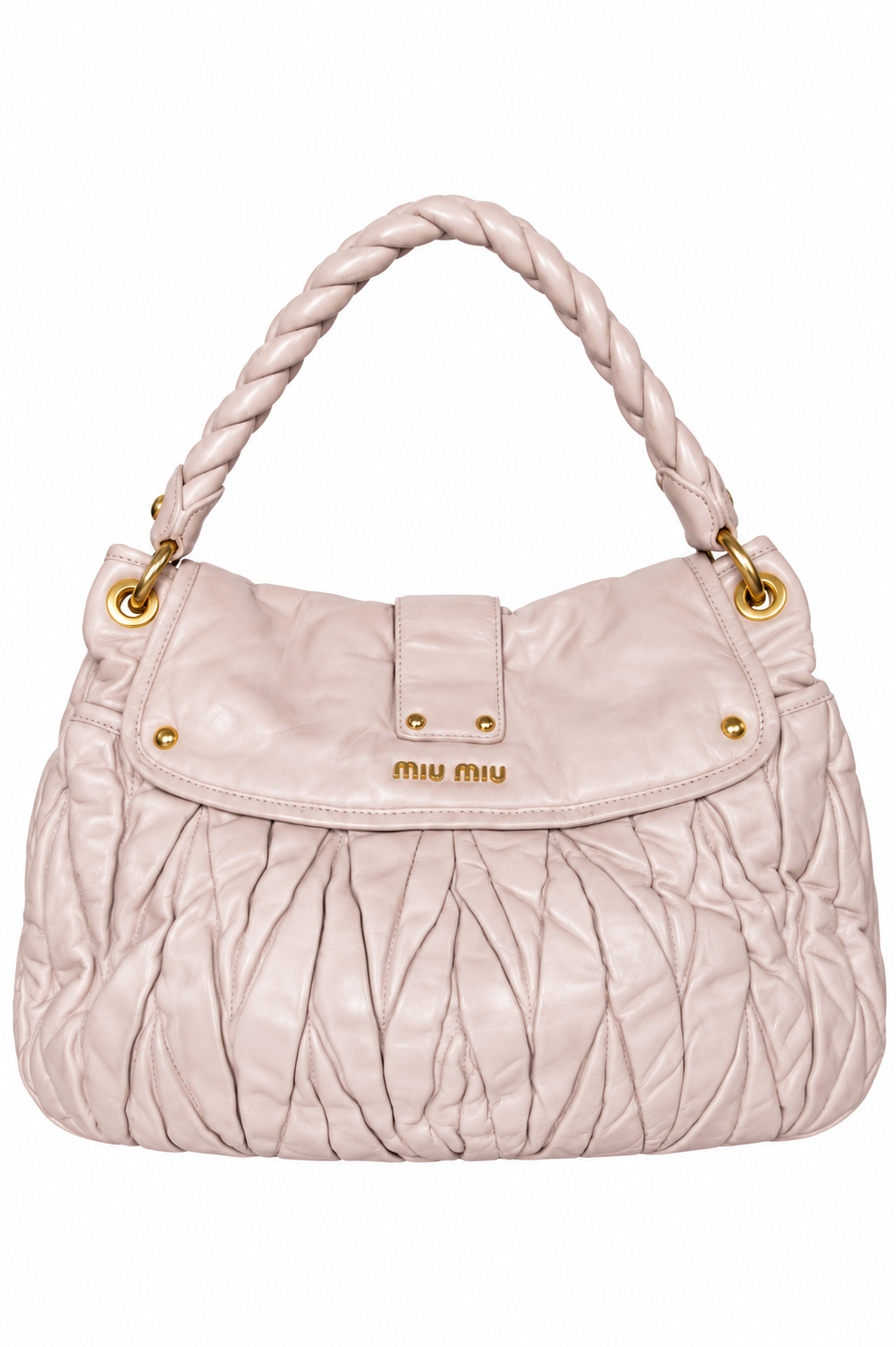 Miu Miu Matelasse Coffer Flap Pink Hobo Bag