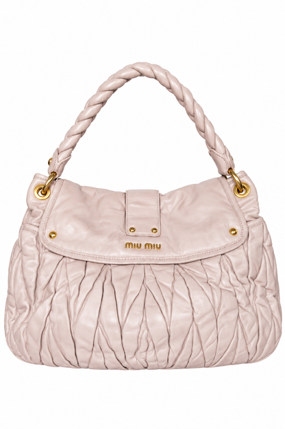 Miu Miu Matelasse Coffer Flap Pink Hobo Bag