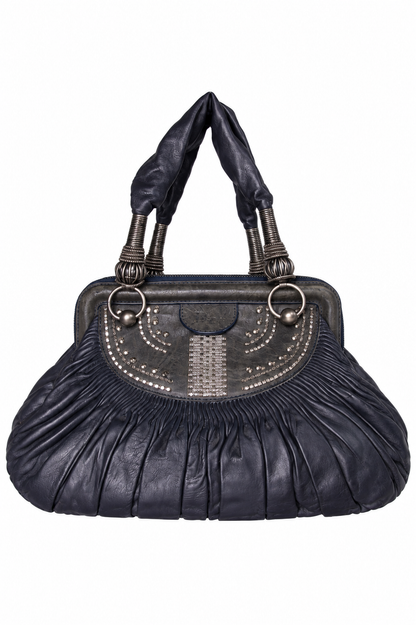 2007 Dior By Galliano Le Plisse Leated Leather Basket Bag