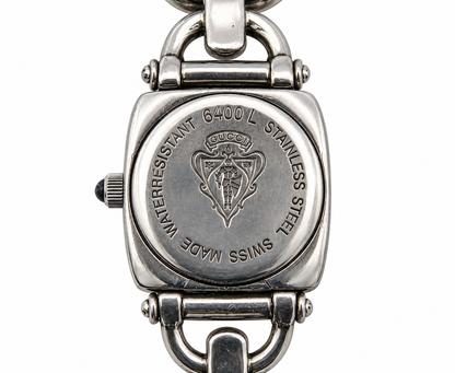 1999 Gucci 6400 L Quartz Black Dial Horse-Bit steel Watch (1525-GUC-L). LWM864