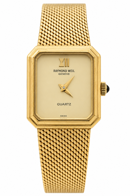 1980s Raymond Weil 9522 Champagne Dial Gold-Tone Mesh Bracelet Watch(754-RAY-L). LWM864