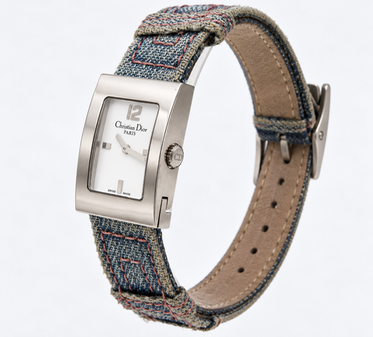 Christian Dior D78-109 Mother Of Pearl Dial Blue Denim Strap Watch(579-CHR-L). LWM864