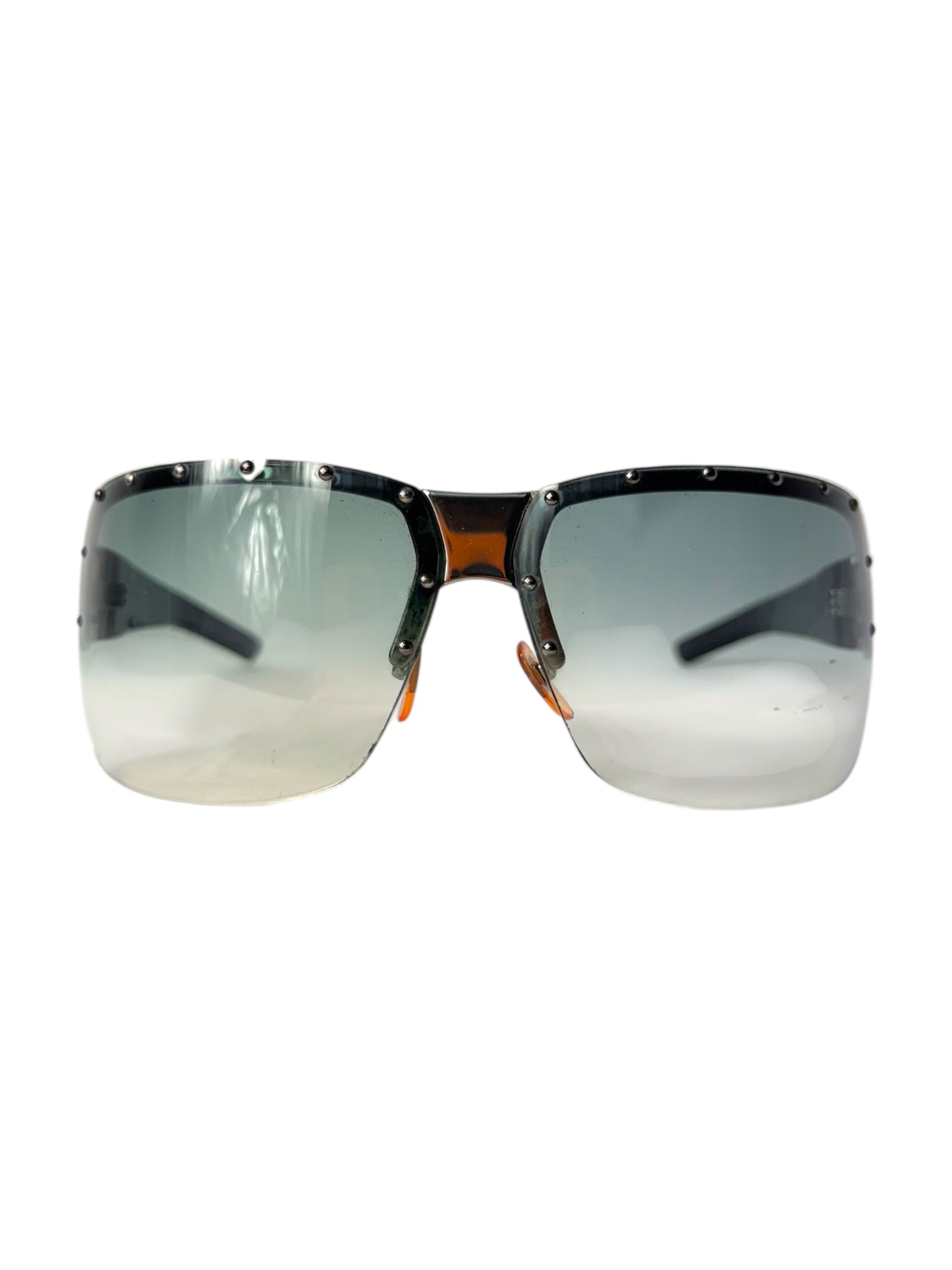 Gucci Vintage Oversized Green Gradient Studded Sunglasses