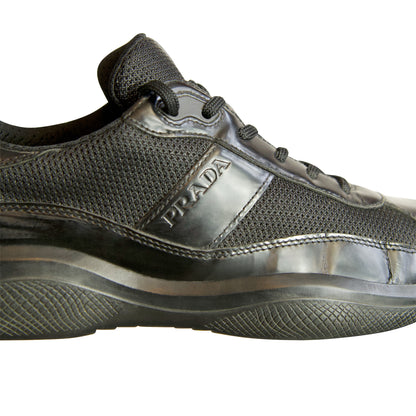 Prada Black Patent Leather America's Cup Low Top Trainers