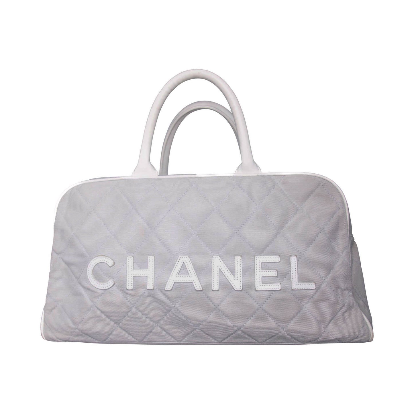 Chanel Sport Spellout Quilted Grey Bowling Bag