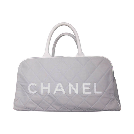Chanel Sport Spellout Quilted Grey Bowling Bag