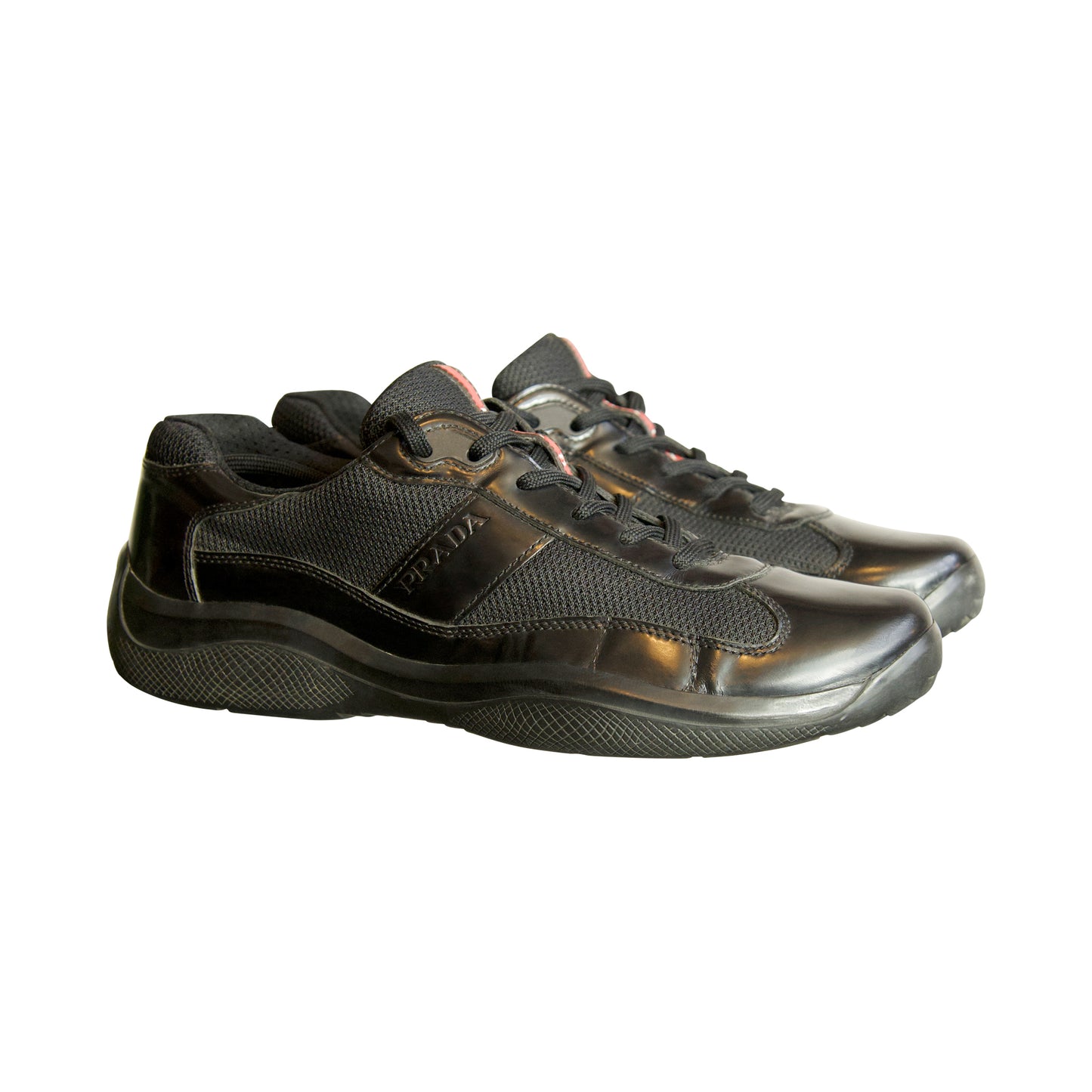 Prada Black Patent Leather America's Cup Low Top Trainers