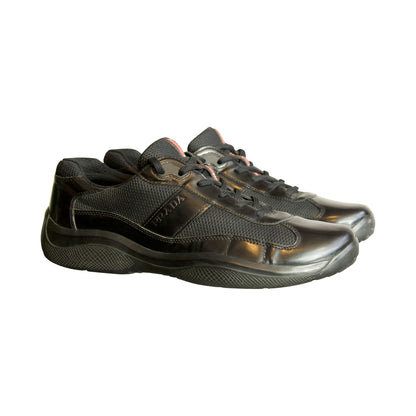 Prada Black Patent Leather America's Cup Low Top Trainers
