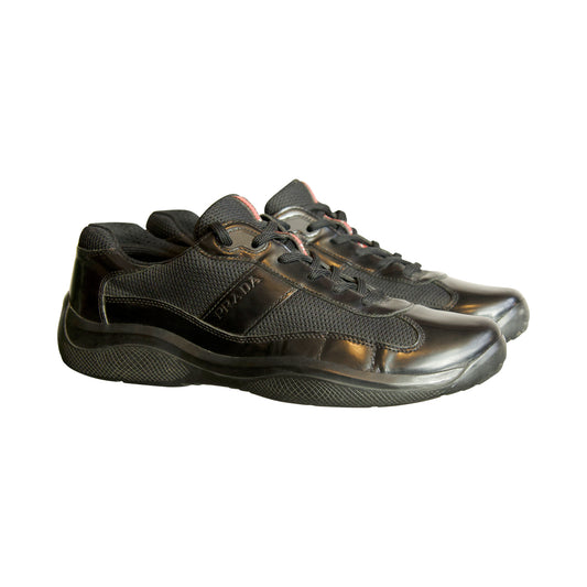 Prada Black Patent Leather America's Cup Low Top Trainers