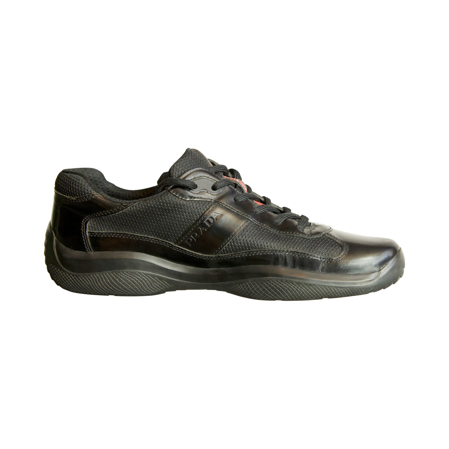 Prada Black Patent Leather America's Cup Low Top Trainers