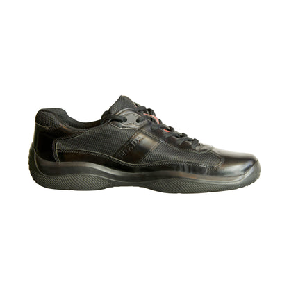 Prada Black Patent Leather America's Cup Low Top Trainers