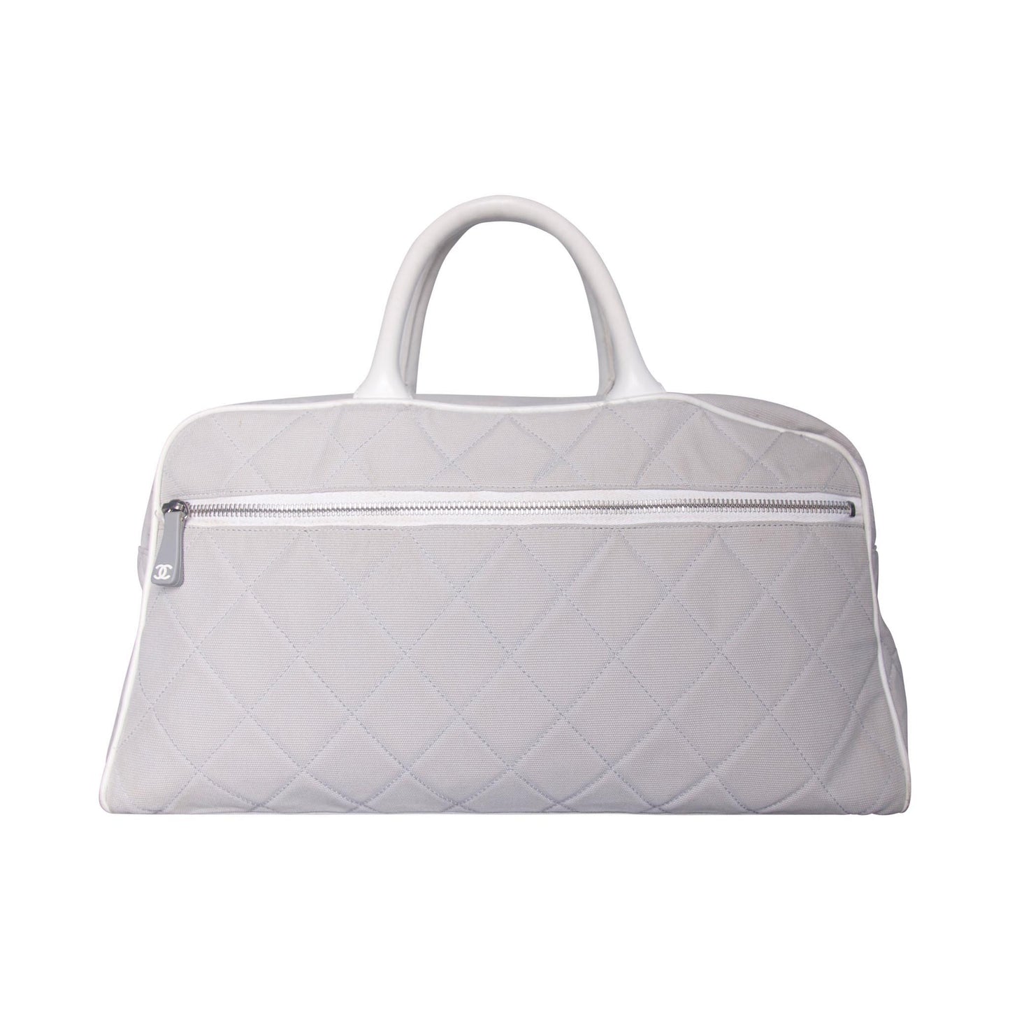 Chanel Sport Spellout Quilted Grey Bowling Bag