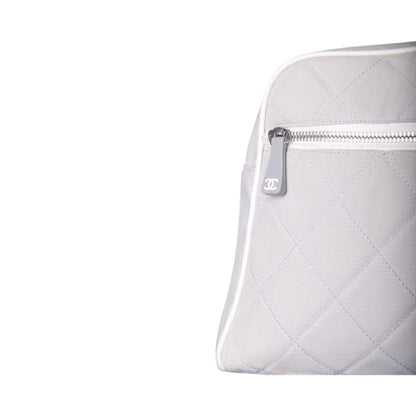 Chanel Sport Spellout Quilted Grey Bowling Bag